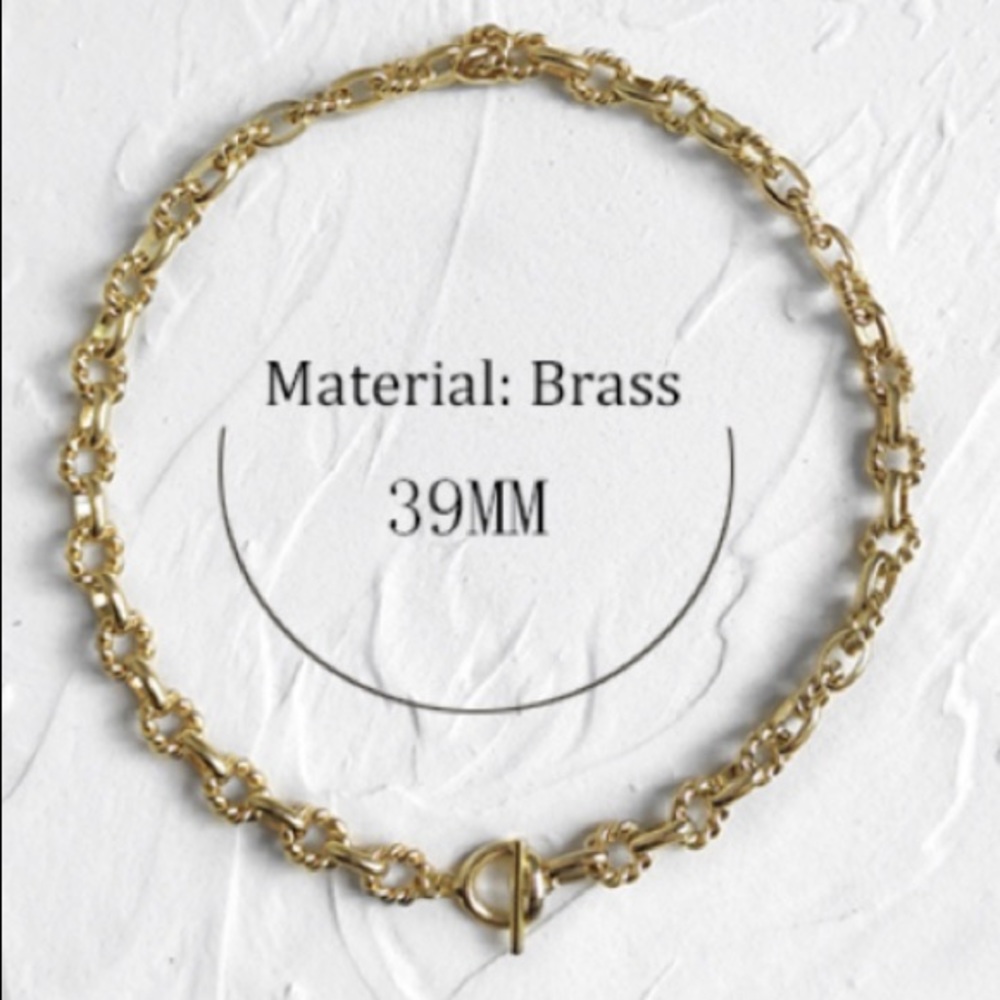 18K Gold Layered Chunky Punk Lock Choker Necklace - Picture 9 of 9